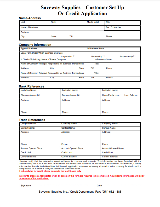 Credit Application Form